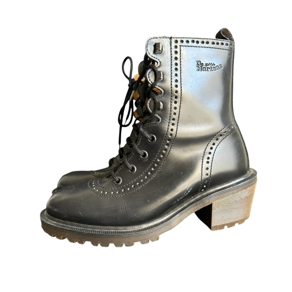 Dr‎ Martens Combat Boots Vtg Made In England Chunky Platform Heel Whimsigoth 6